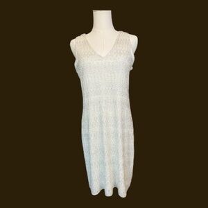🆕 NWOT H&M white & silver metallic knit sleeveless midi dress – size M
